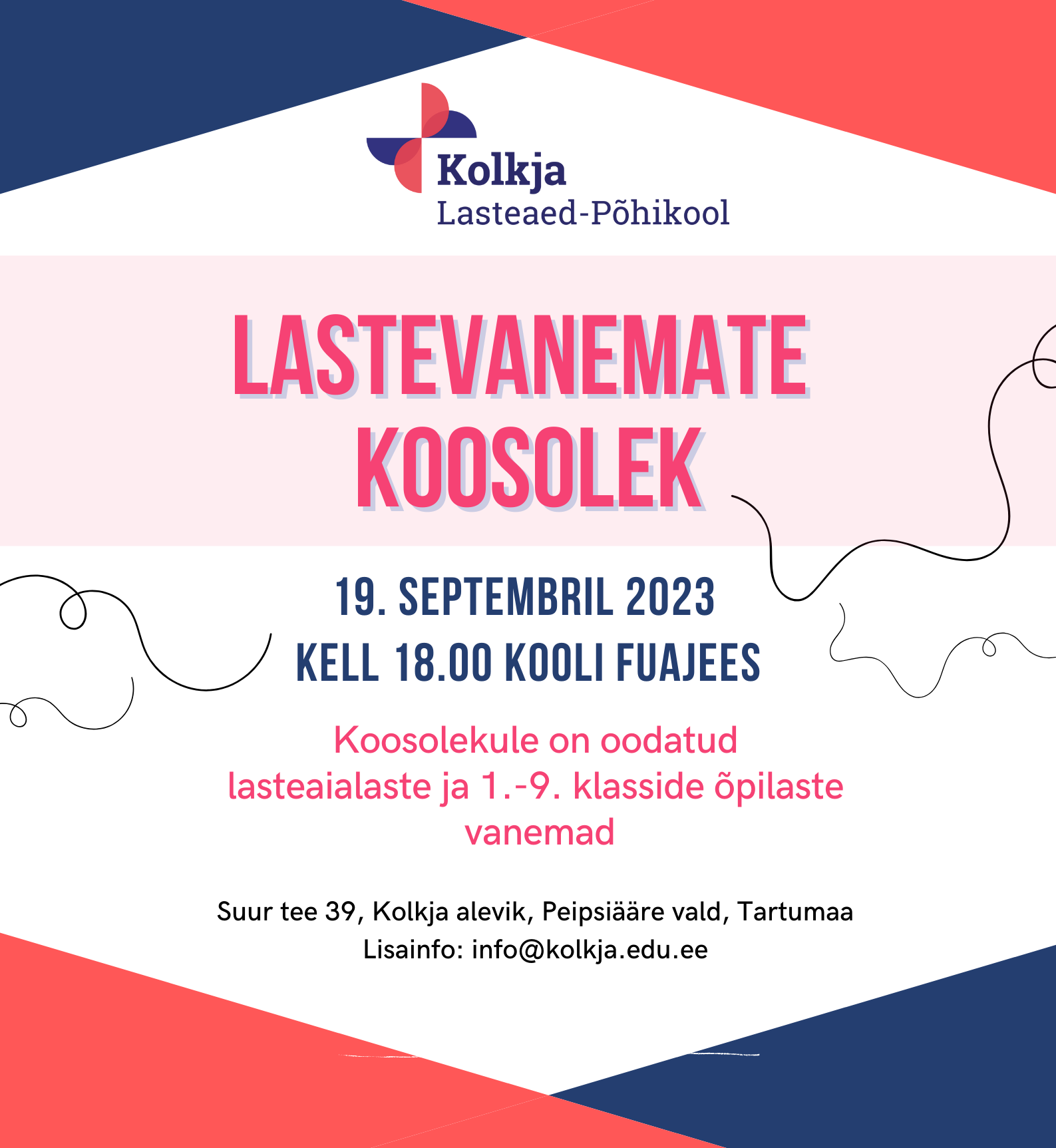 Lastevanemate koosolek 19. septembril kell 18.00